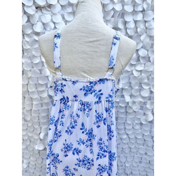 Eileen West Large Blue Floral KNIT Sleeveless Nightgown MAXI Modal NWOT - Picture 6 of 10